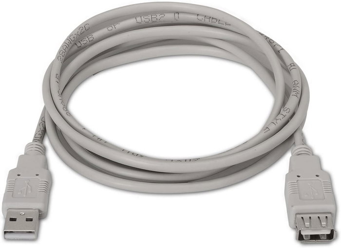 Aisens Cable de extensión USB 2.0 Tipo A Macho a Hembra Beige 1,8m